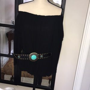 Black off shoulders linen top